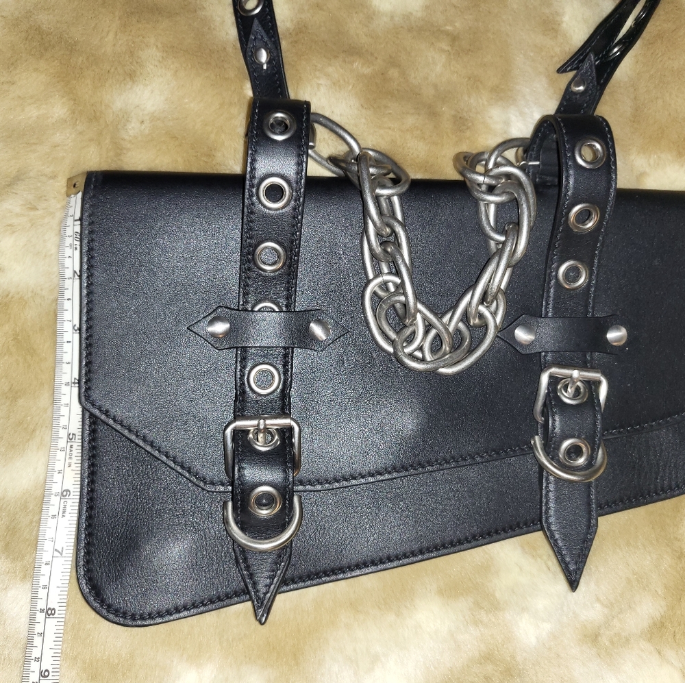 Versace biker saddle chain satchel crossbody bag detachable strap - Picture 13 of 15